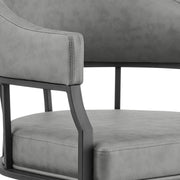Tibet 5 Piece Dining Set with Round Glass Tabletop and Faux Leather Rolling Chairs - Furniture City (CA)l