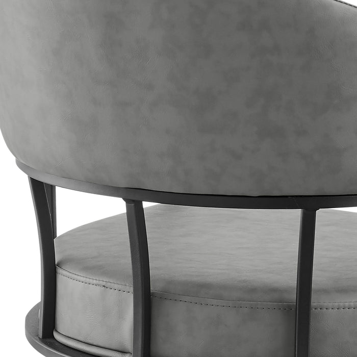 Tibet 5 Piece Dining Set with Round Glass Tabletop and Faux Leather Rolling Chairs