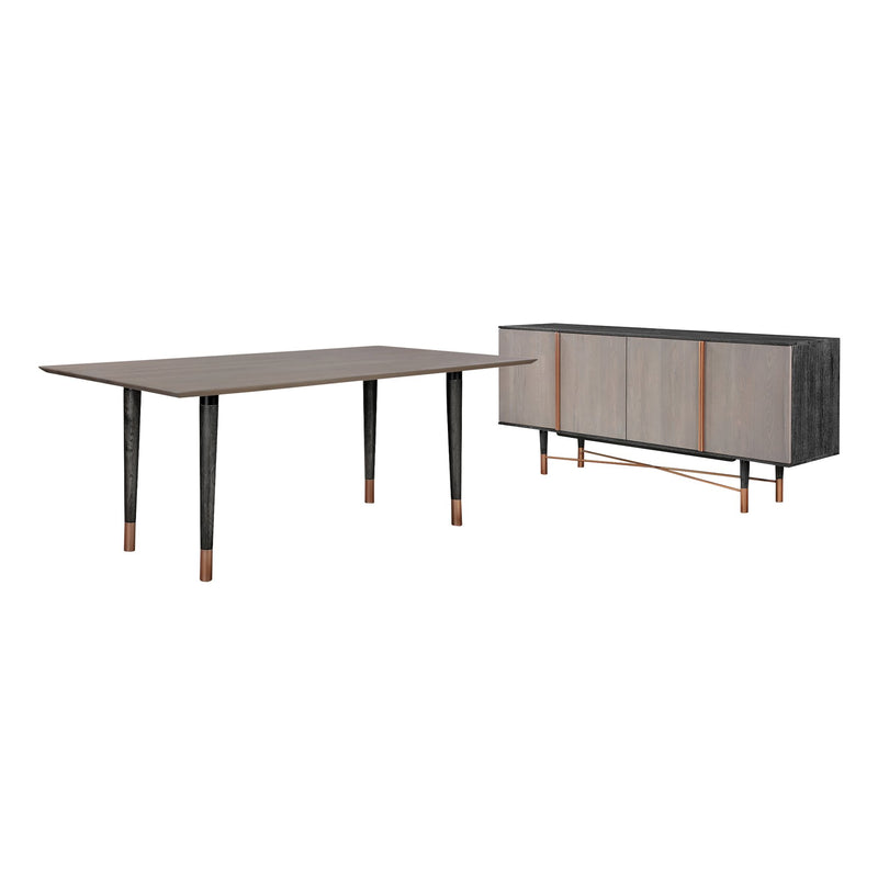 Turin Rustic 2 piece set with Dining Table and Sideboard in Black Brushed - Furniture City (CA)l