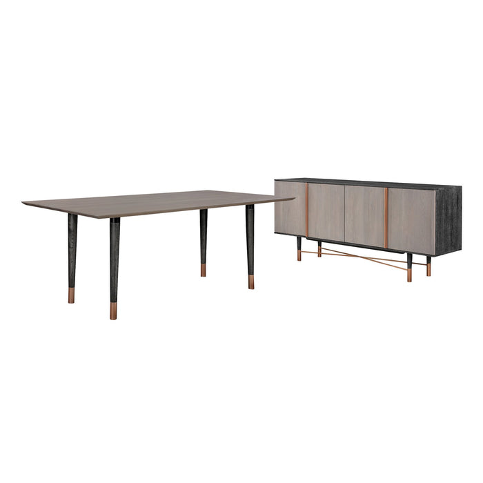 Turin Rustic 2 piece set with Dining Table and Sideboard in Black Brushed