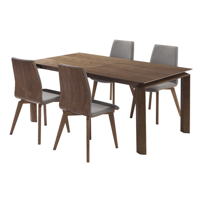 Treviso Archie Mid-Century Walnut Wood 5 Piece Dining Set