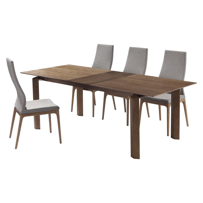 Treviso Parker Mid-Century Walnut Wood 5 Piece Dining Set