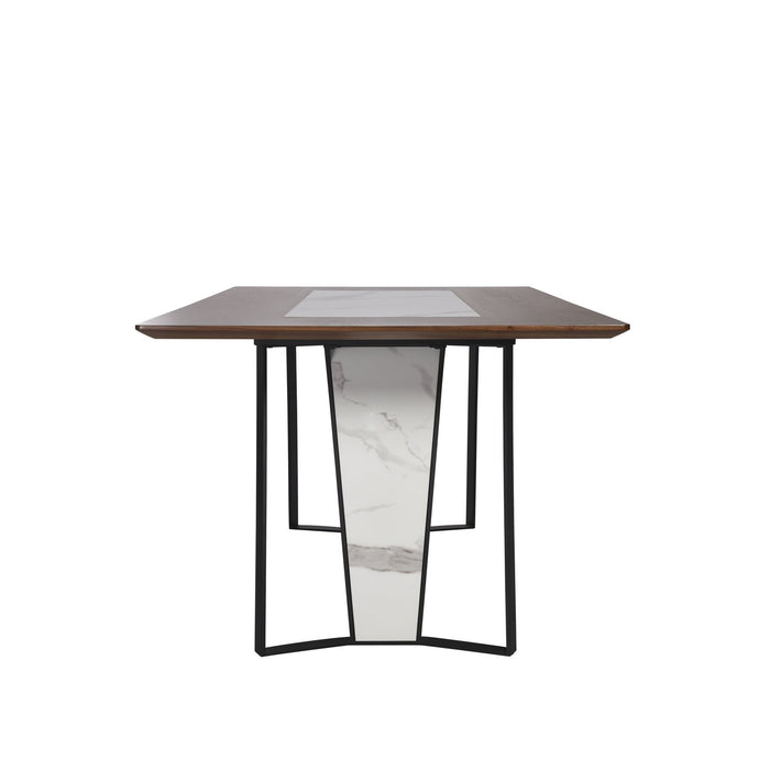 Tanya Contemporary 7-Piece Dining Set with Sintered Stone and Walnut-Finished Tabletop