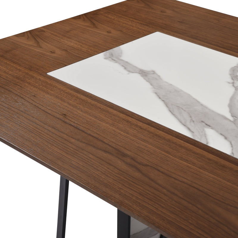Tanya Contemporary 7-Piece Dining Set with Sintered Stone and Walnut-Finished Tabletop - Furniture City (CA)l