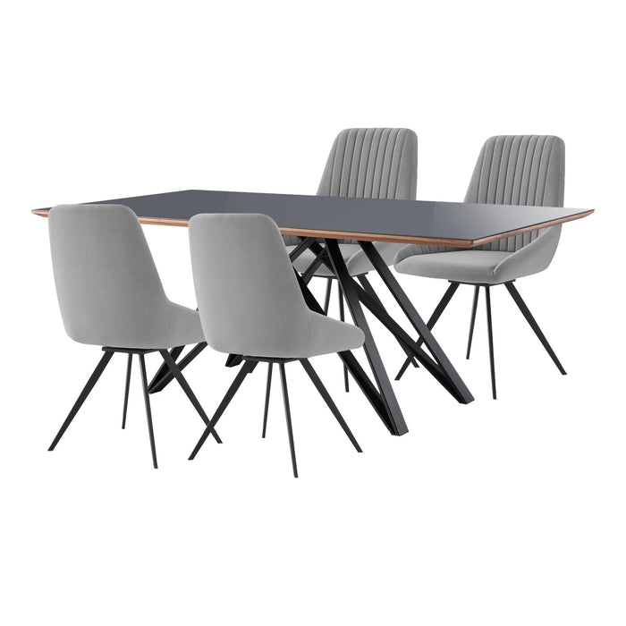 Urbino Alison 5 Piece Dining Set with Gray Fabric Chairs