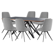 Urbino Alison 7 Piece Dining Set with Gray Fabric Chairs - Furniture City (CA)l