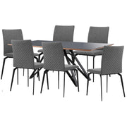 Urbino Lyon 7 Piece Dining Set with Gray Fabric Chairs - Furniture City (CA)l