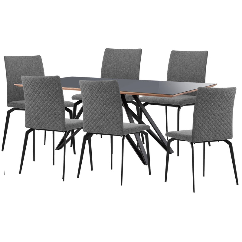 Urbino Lyon 7 Piece Dining Set with Gray Fabric Chairs - Furniture City (CA)l