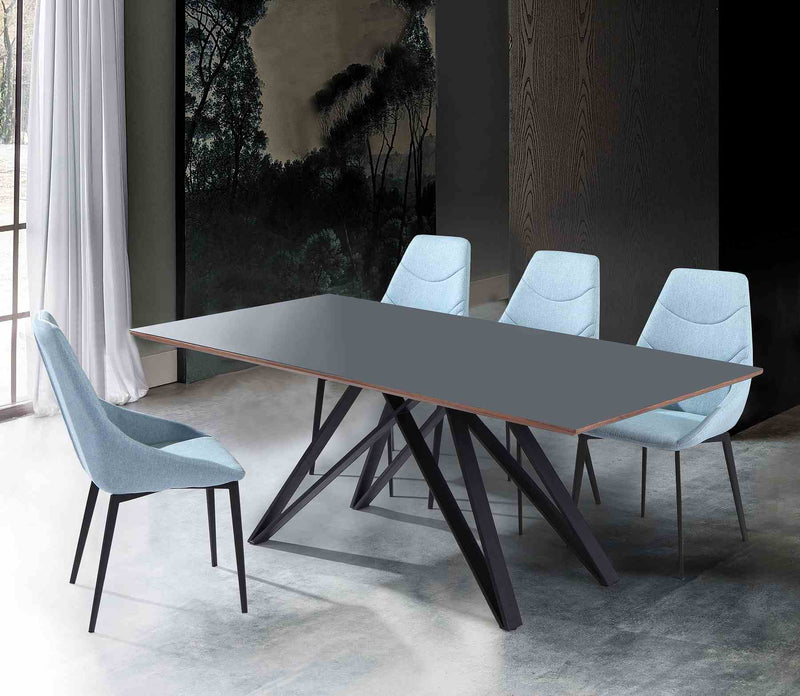 Urbino Contemporary Gray Glass 5 Piece Metal Dining Set - Furniture City (CA)l