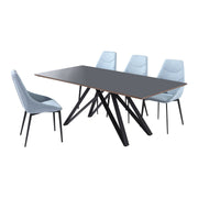 Urbino Contemporary Gray Glass 5 Piece Metal Dining Set - Furniture City (CA)l