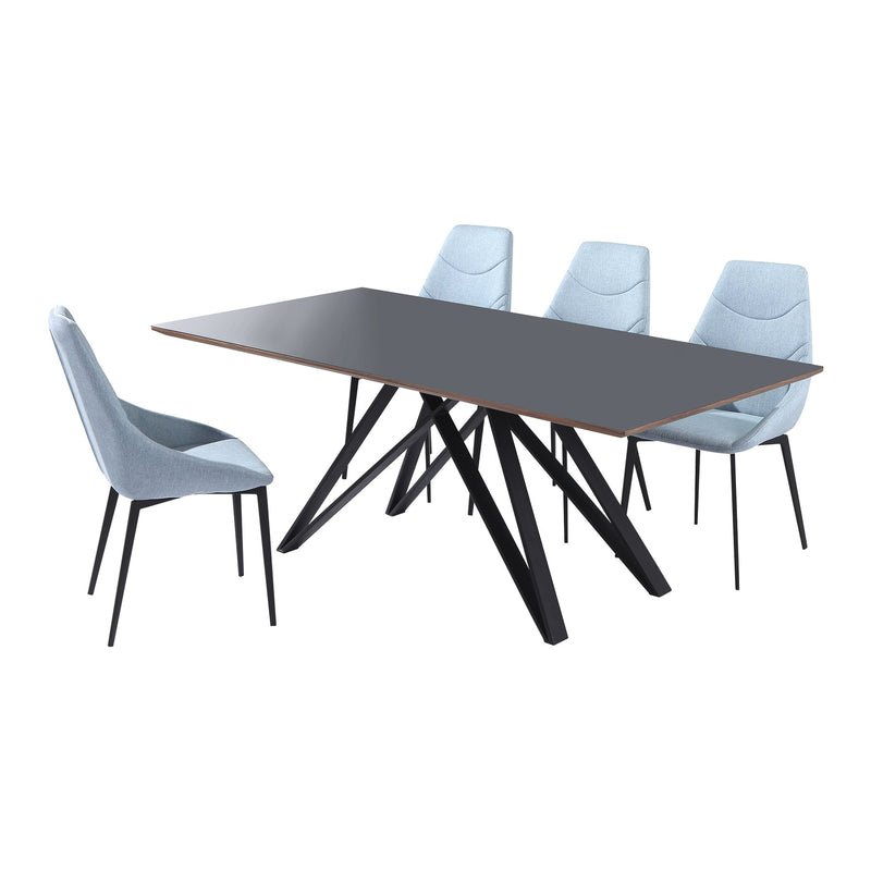 Urbino Contemporary Gray Glass 5 Piece Metal Dining Set - Furniture City (CA)l