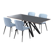 Kenna Contemporary Gray Glass 5 Piece Metal Dining Set - Furniture City (CA)l