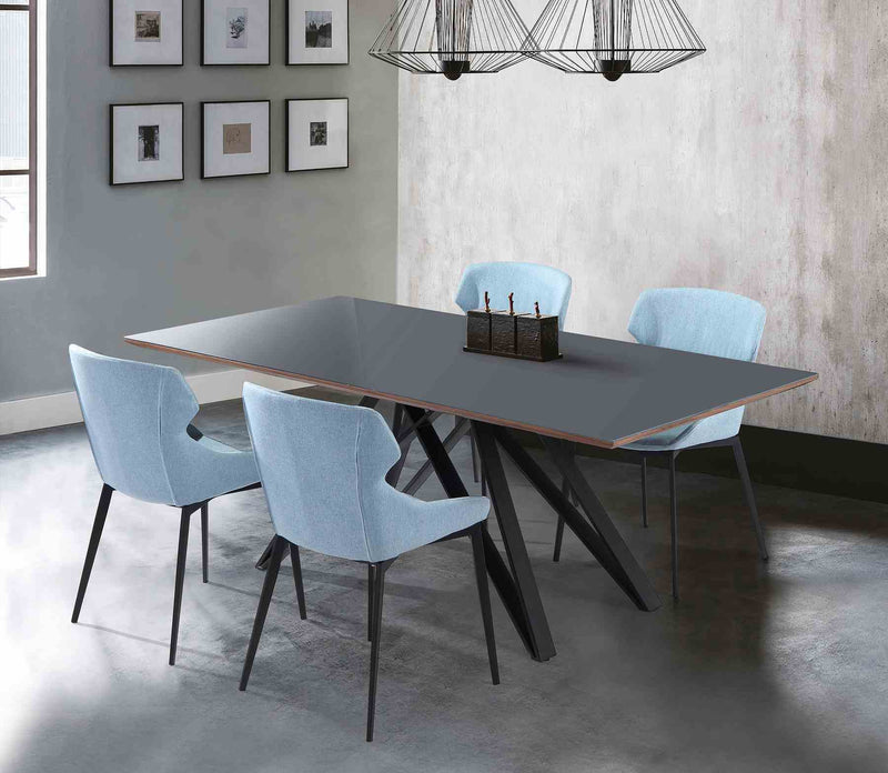 Kenna Contemporary Gray Glass 5 Piece Metal Dining Set - Furniture City (CA)l