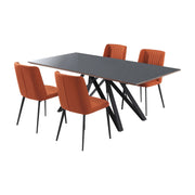 Maine Contemporary Gray Glass 5 Piece Metal Dining Set - Furniture City (CA)l