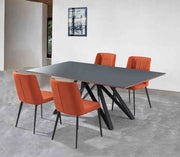 Maine Contemporary Gray Glass 5 Piece Metal Dining Set - Furniture City (CA)l
