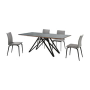 Urbino Lyon 5 Piece Dining Set with Gray Fabric Chairs - Furniture City (CA)l