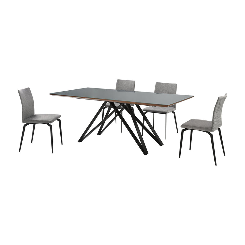 Urbino Lyon 5 Piece Dining Set with Gray Fabric Chairs - Furniture City (CA)l