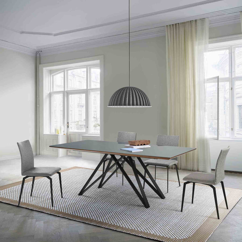Urbino Lyon 5 Piece Dining Set with Gray Fabric Chairs - Furniture City (CA)l
