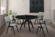 Venus and Varde 5 Piece Black Marble Round Dining Set - Furniture City (CA)l