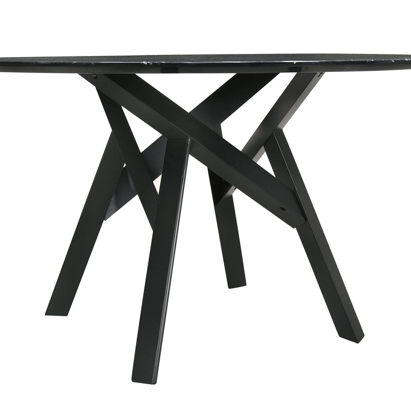 Venus and Rowan 5 Piece Black Marble Round Dining Set - Furniture City (CA)l