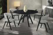 Venus and Rowan 5 Piece Black Marble Round Dining Set - Furniture City (CA)l