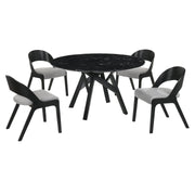 Venus and Polly 5 Piece Black Marble Round Dining Set - Furniture City (CA)l