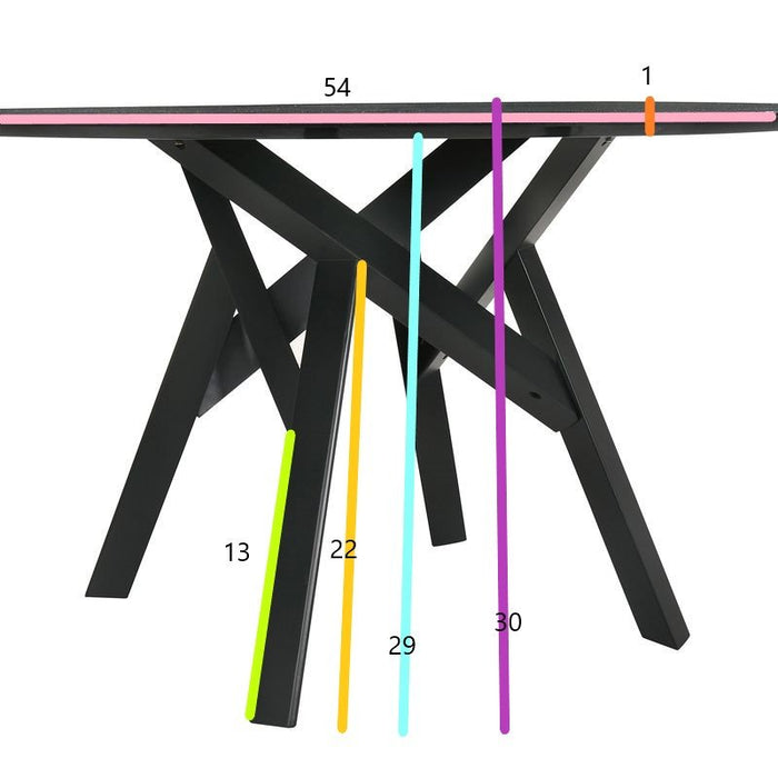 Venus and Polly 5 Piece Black Marble Round Dining Set