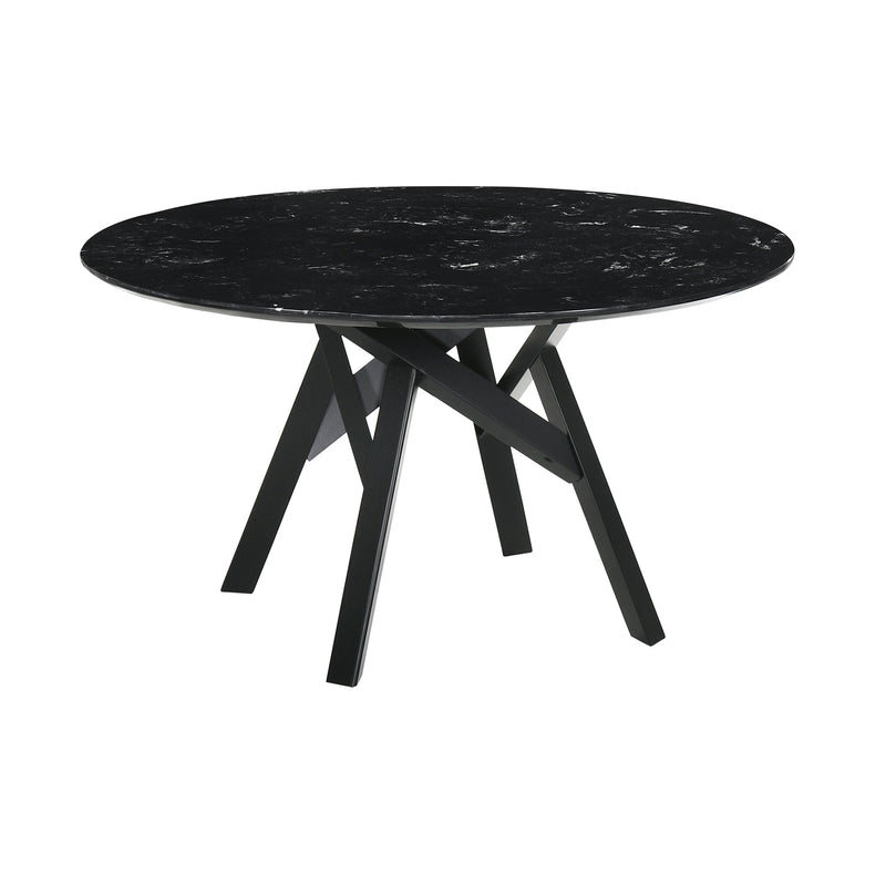 Venus and Jackie 5 Piece Black Marble Round Dining Set - Furniture City (CA)l