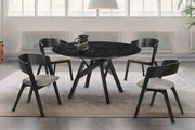 Venus and Jackie 5 Piece Black Marble Round Dining Set - Furniture City (CA)l