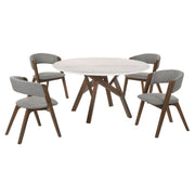 Venus and Rowan 5 Piece Walnut and Marble Round Dining Set - Furniture City (CA)l