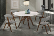 Venus and Rowan 5 Piece Walnut and Marble Round Dining Set - Furniture City (CA)l