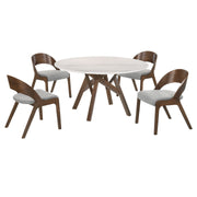 Venus and Polly 5 Piece Walnut and Marble Round Dining Set - Furniture City (CA)l