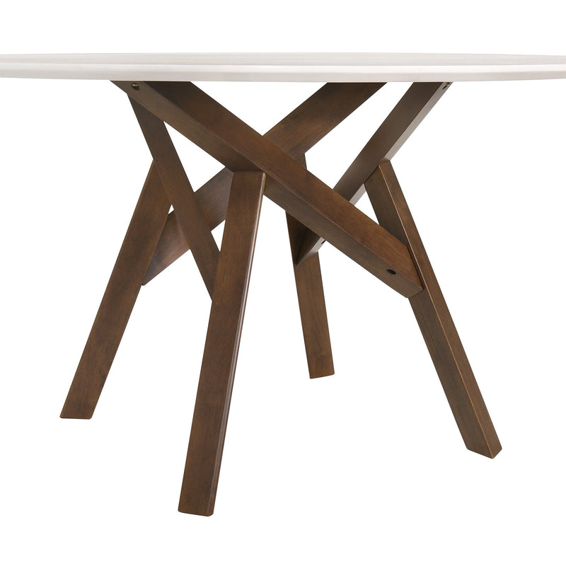 Venus and Polly 5 Piece Walnut and Marble Round Dining Set - Furniture City (CA)l