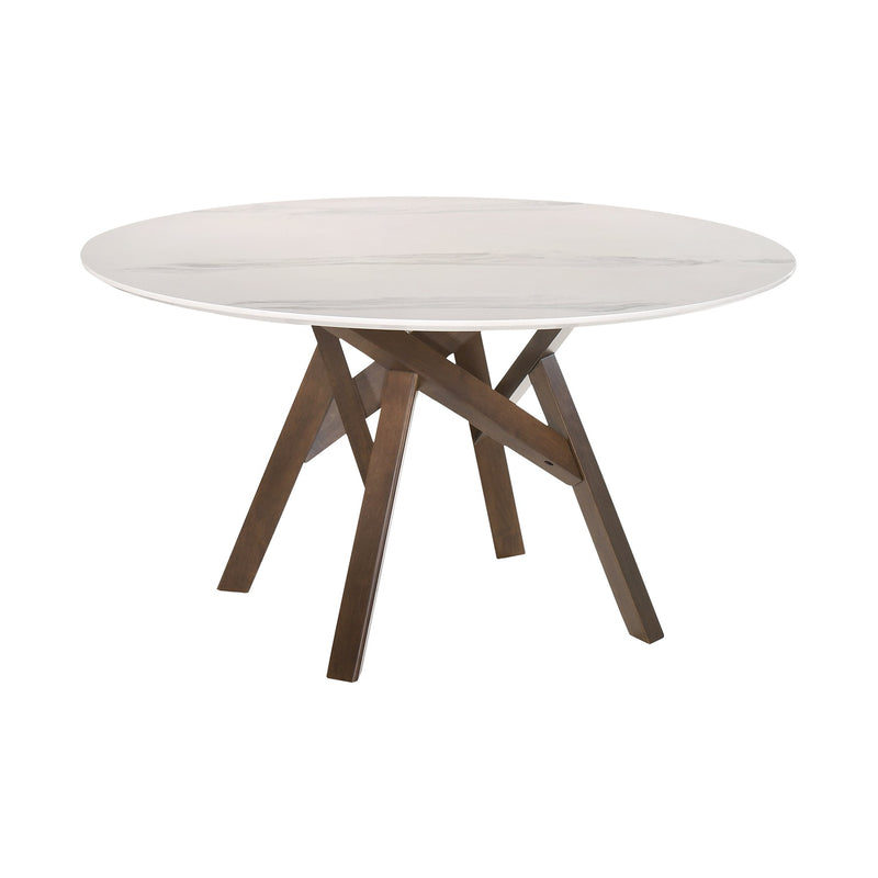 Venus and Jackie 5 Piece Walnut and Marble Round Dining Set - Furniture City (CA)l