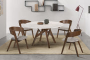 Venus and Jackie 5 Piece Walnut and Marble Round Dining Set - Furniture City (CA)l