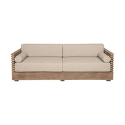 Vivid Outdoor Patio 4 Piece Conversation Set in Light Eucalyptus Wood with Taupe Olefin Cushions - Furniture City (CA)l