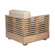 Vivid Outdoor Patio 4 Piece Conversation Set in Light Eucalyptus Wood with Taupe Olefin Cushions - Furniture City (CA)l