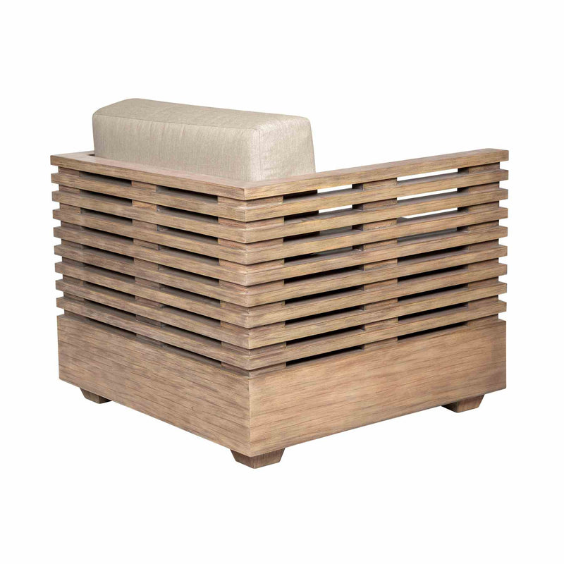 Vivid Outdoor Patio 4 Piece Conversation Set in Light Eucalyptus Wood with Taupe Olefin Cushions - Furniture City (CA)l
