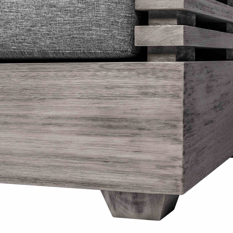 Vivid Outdoor Patio 4 Piece Conversation Set in Gray Eucalyptus Wood with Gray Olefin Cushions - Furniture City (CA)l