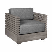 Vivid Outdoor Patio 4 Piece Conversation Set in Gray Eucalyptus Wood with Gray Olefin Cushions - Furniture City (CA)l