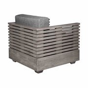 Vivid Outdoor Patio 4 Piece Conversation Set in Gray Eucalyptus Wood with Gray Olefin Cushions - Furniture City (CA)l
