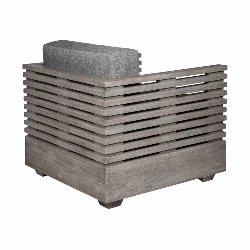 Vivid Outdoor Patio 4 Piece Conversation Set in Gray Eucalyptus Wood with Gray Olefin Cushions - Furniture City (CA)l