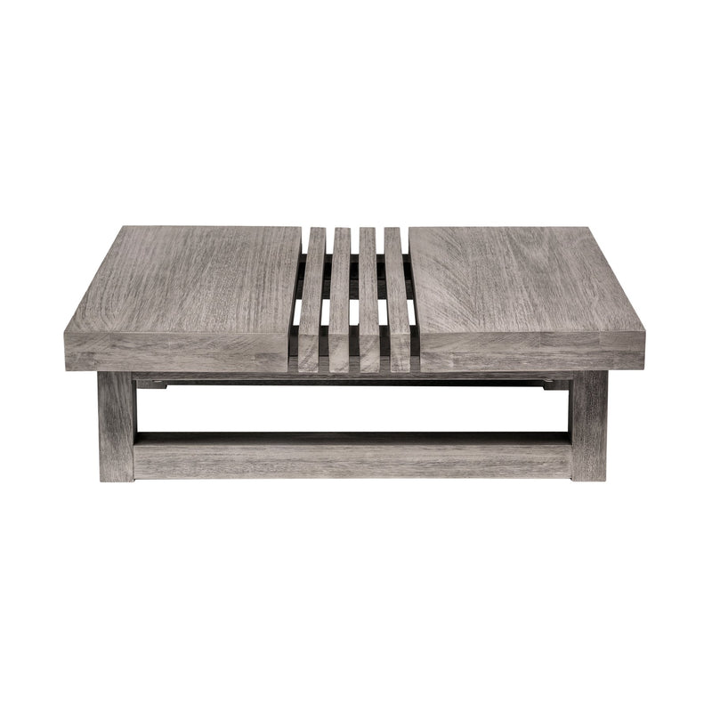 Vivid Outdoor Patio 4 Piece Conversation Set in Gray Eucalyptus Wood with Gray Olefin Cushions - Furniture City (CA)l