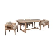 Vivid Outdoor Patio 5 Piece Dining Set in Light Eucalyptus Wood with Taupe Olefin Cushions - Furniture City (CA)l