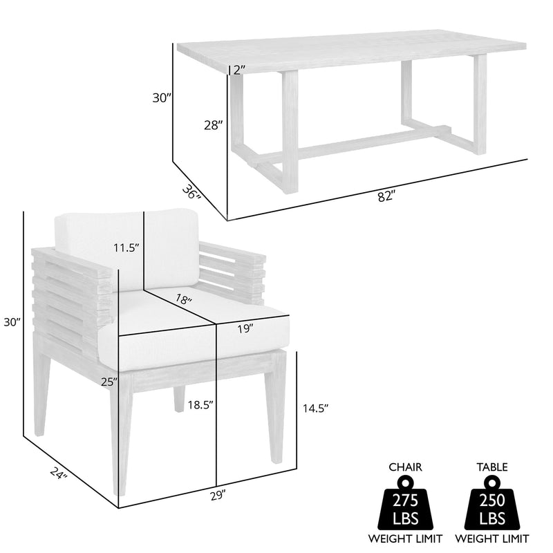 Vivid Outdoor Patio 5 Piece Dining Set in Light Eucalyptus Wood with Taupe Olefin Cushions - Furniture City (CA)l
