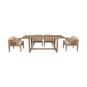 Vivid Outdoor Patio 5 Piece Dining Set in Light Eucalyptus Wood with Taupe Olefin Cushions - Furniture City (CA)l