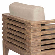 Vivid Outdoor Patio 5 Piece Dining Set in Light Eucalyptus Wood with Taupe Olefin Cushions - Furniture City (CA)l
