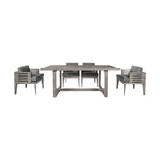 Vivid Outdoor Patio 5 Piece Dining Set in Gray Eucalyptus Wood with Gray Olefin Cushions - Furniture City (CA)l