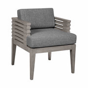 Vivid Outdoor Patio 5 Piece Dining Set in Gray Eucalyptus Wood with Gray Olefin Cushions - Furniture City (CA)l