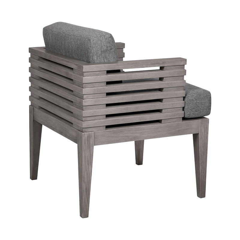 Vivid Outdoor Patio 5 Piece Dining Set in Gray Eucalyptus Wood with Gray Olefin Cushions - Furniture City (CA)l